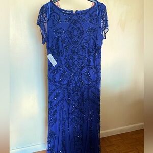 Pisarro Nights Royal Navy Beaded Gown Size 12